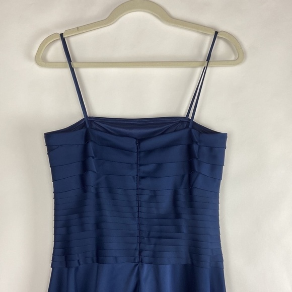 JS Collections Tiered Bandage Satin Fit Flare Spaghetti Strap Midi Dress - Picture 11 of 16